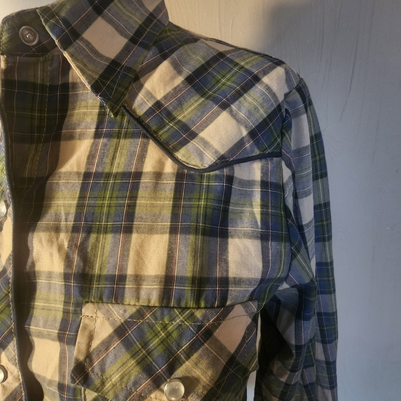 Womens Blue and Green Roper Brand Plaid Shirt With Embroidery On Back Size Small - Picture 4 of 9